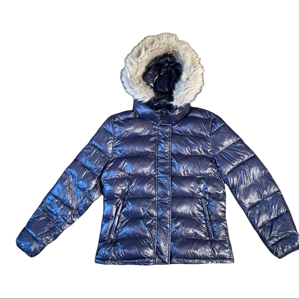GAP PRIMALOFT NAVY BLUE PUFFER COAT FUR HOOD